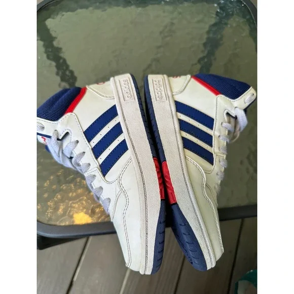 Adidas Hoops Mid 3.0 High Top Sneakers White Blue Red 13K - Picture 6 of 8